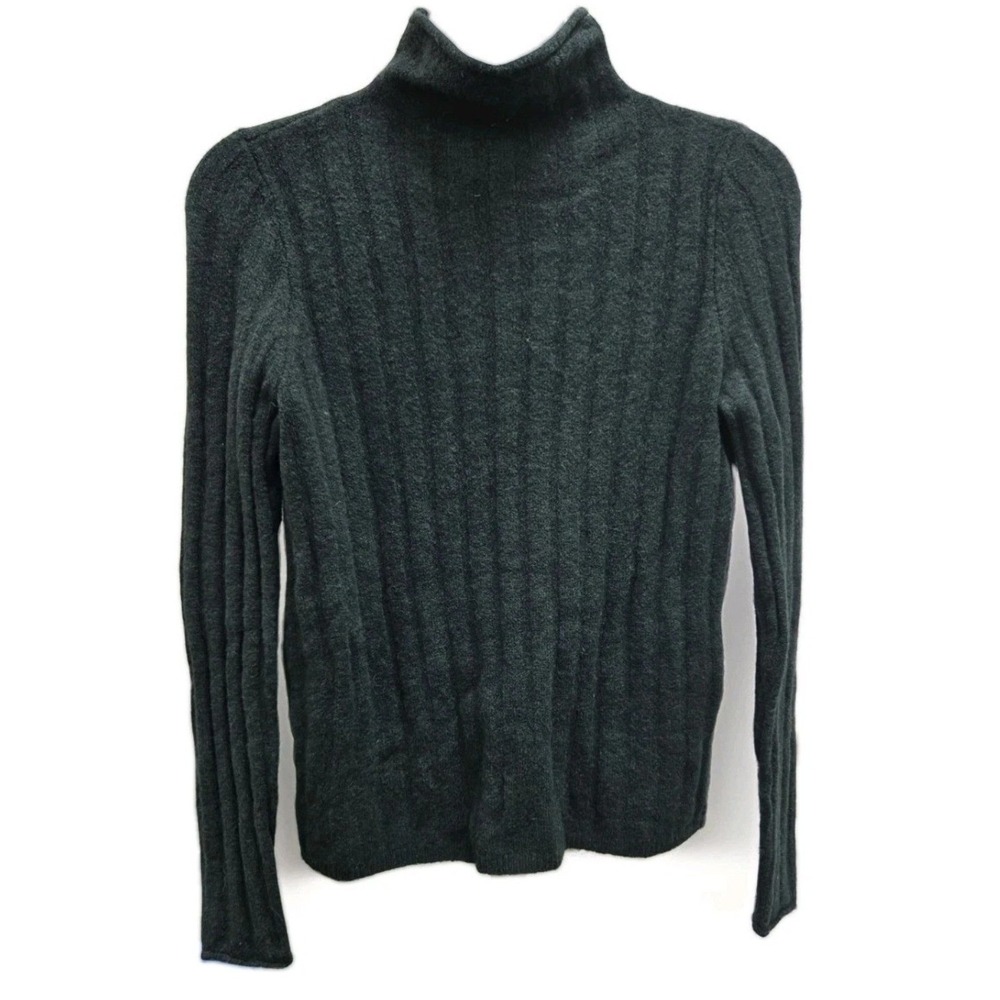 Madewell Ribbed Turtleneck Sweater Forest Green Heather AF506 XS NEW